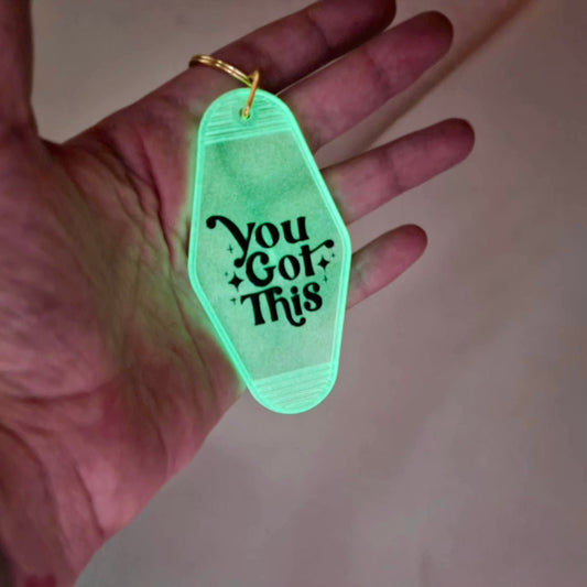 Glow in the dark keychain, Inspirational Motel keychain "You got this",  Gifts for her, gifts for students, Car accessories